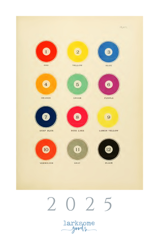 Vintage Color Theory 2025 Month per Page Calendar (11x17)