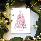 Red tree "cheer" holiday card